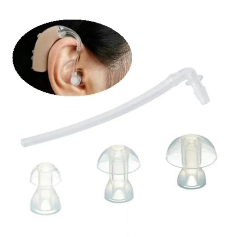 Silicone Ear Tip Replacement - อะไหล่เครื่องช่วยฟังแบบพกพา 1 ชุด จุกหูซิลิโคนแบบนุ่มพร้อมข้อต่อท่อเสียง สำหรับเครื่องช่วยฟังใช้งานประจำวัน