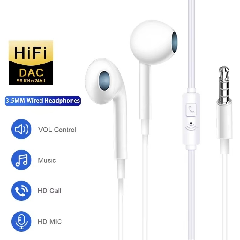 Audiophile Headphone Wired - หูฟังอเนกประสงค์ แจ็ค 3.5 มม. หูฟังแบบมีสายพร้อมไมโครโฟน หูฟังเอียร์บัดสเตอริโอ