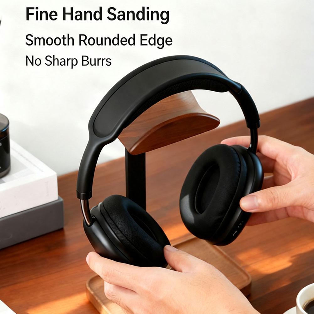 Headphone Stand Desk - ที่วางหูฟังวอลนัท สำหรับจัดเก็บของบนโต๊ะ ฐานกันลื่น เหมาะสำหรับหูฟังหลากหลายรุ่น