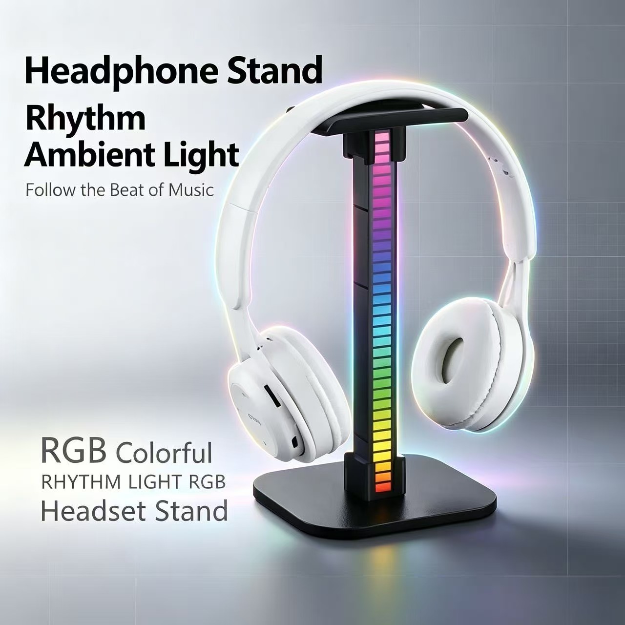 Headphone Stand Desk - ขาตั้งหูฟังเกมมิ่งแบบ USB พร้อมไฟ RGB แบบจังหวะ สามารถถอดประกอบได้