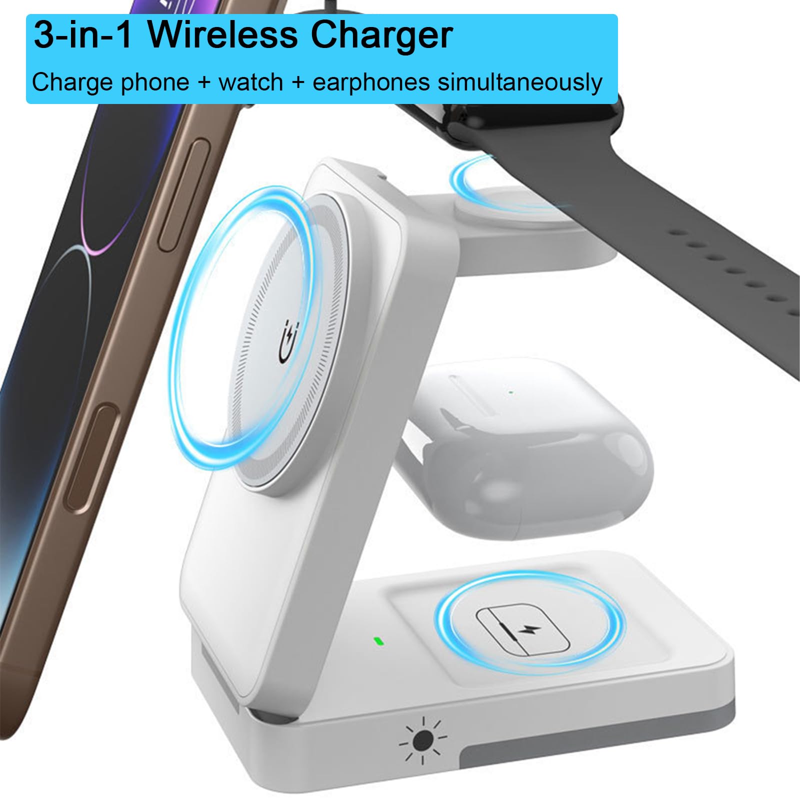 แท่นชาร์จไร้สายแบบพับได้ 3-in- - Usb C Earphone บทวิจารณ์และราคา