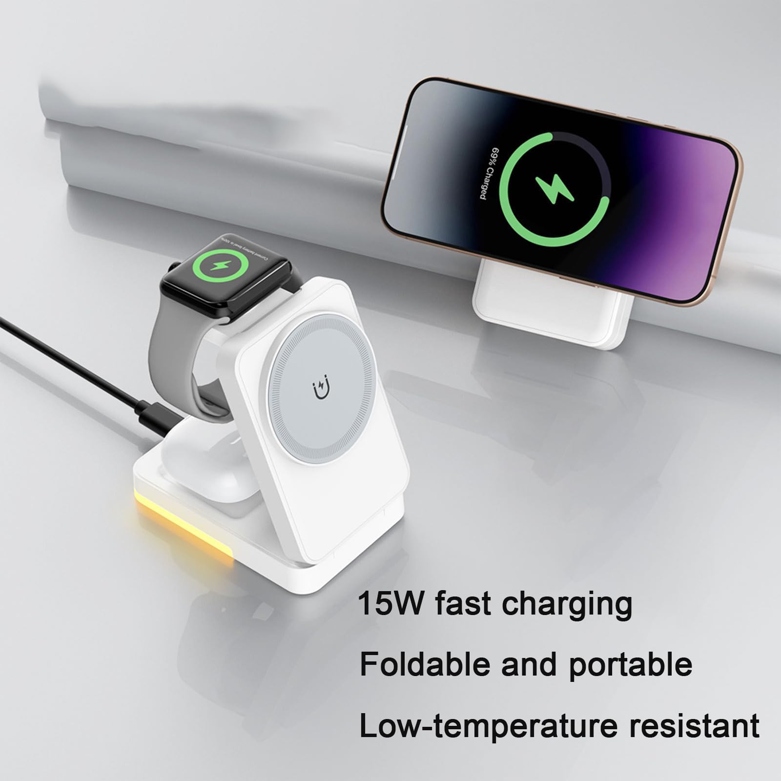 แท่นชาร์จไร้สายแบบพับได้ 3-in- - Usb C Earphone บทวิจารณ์และราคา