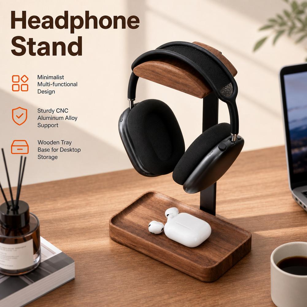ที่วางหูฟังวอลนัท สำหรับจัดเก็ - Headphone Stand Desk บทวิจารณ์และราคา
